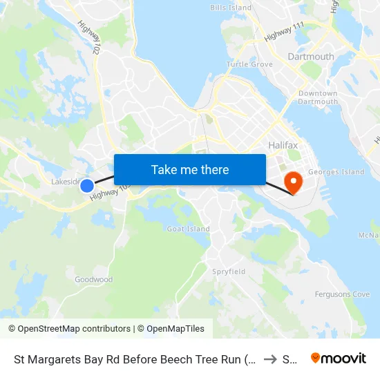 St Margarets Bay Rd Before Beech Tree Run (6162) to SMU map