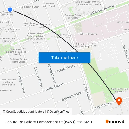 Coburg Rd Before Lemarchant St (6450) to SMU map