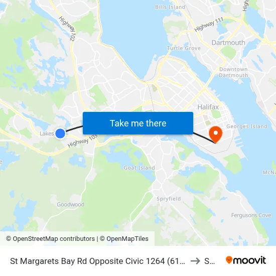 St Margarets Bay Rd Opposite Civic 1264 (6184) to SMU map