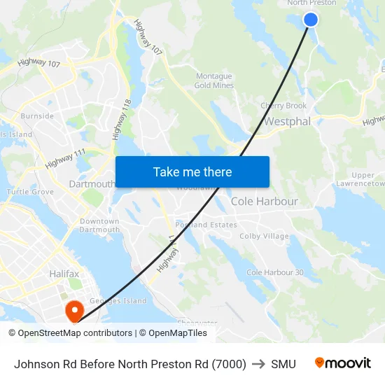 Johnson Rd Before North Preston Rd (7000) to SMU map