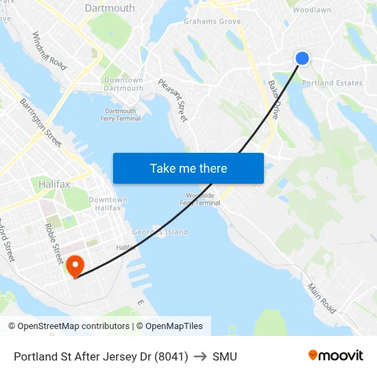 Portland St After Jersey Dr (8041) to SMU map