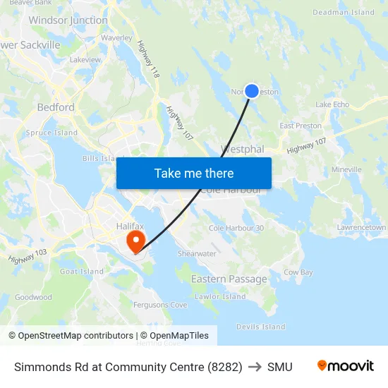 Simmonds Rd at Community Centre (8282) to SMU map