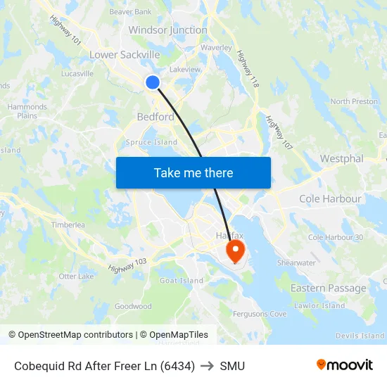 Cobequid Rd After Freer Ln (6434) to SMU map