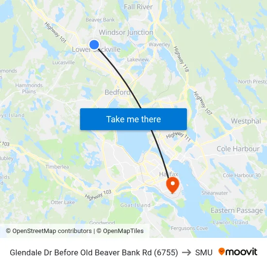 Glendale Dr Before Old Beaver Bank Rd (6755) to SMU map