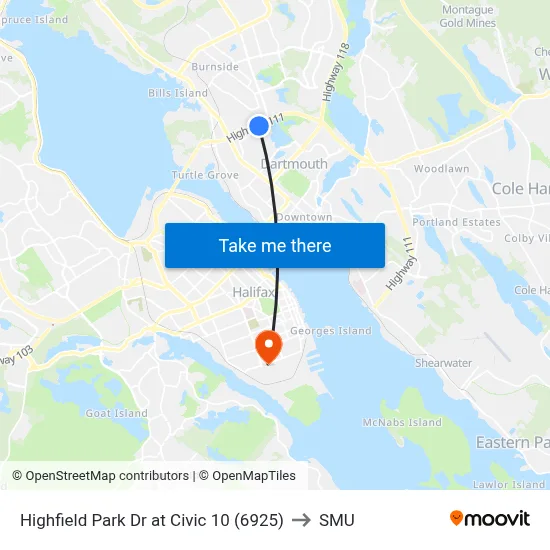 Highfield Park Dr at Civic 10 (6925) to SMU map