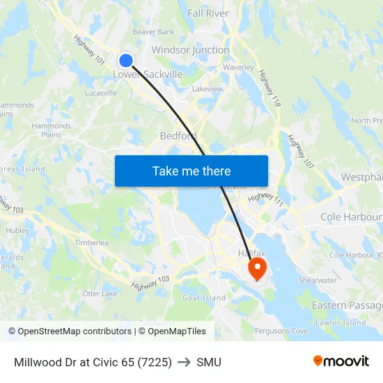 Millwood Dr at Civic 65 (7225) to SMU map