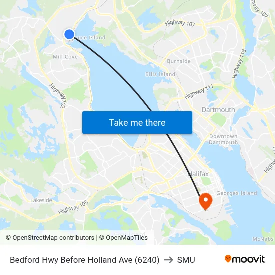 Bedford Hwy Before Holland Ave (6240) to SMU map
