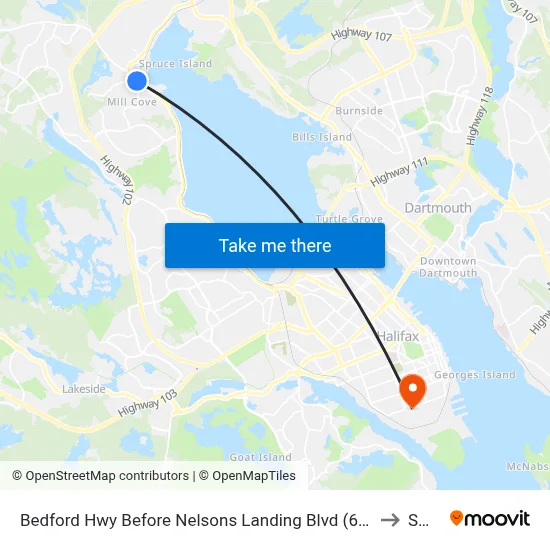 Bedford Hwy Before Nelsons Landing Blvd (6241) to SMU map