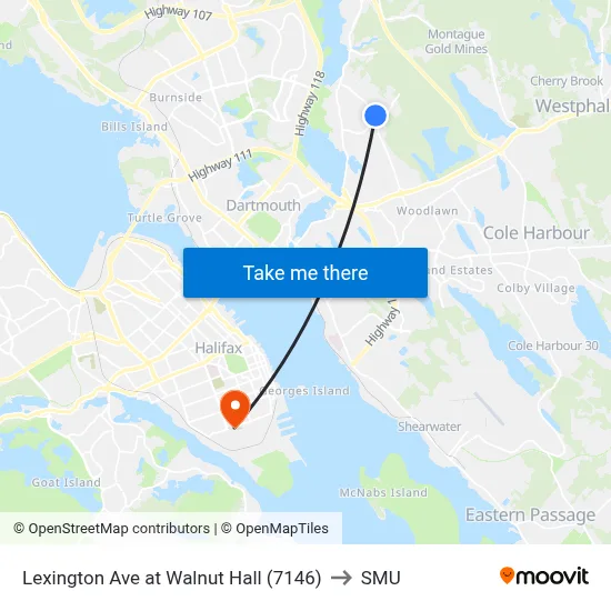 Lexington Ave at Walnut Hall (7146) to SMU map