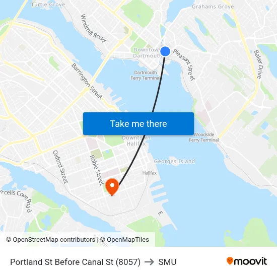 Portland St Before Canal St (8057) to SMU map