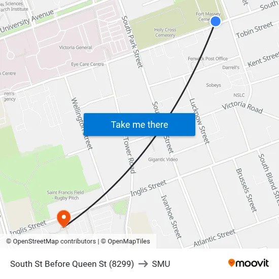 South St Before Queen St (8299) to SMU map