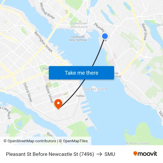 Pleasant St Before Newcastle St (7496) to SMU map