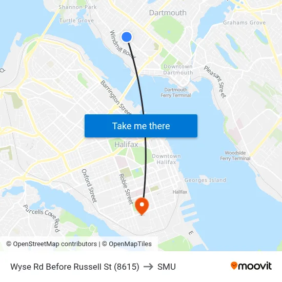 Wyse Rd Before Russell St (8615) to SMU map
