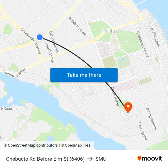 Chebucto Rd Before Elm St (6406) to SMU map