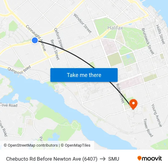 Chebucto Rd Before Newton Ave (6407) to SMU map