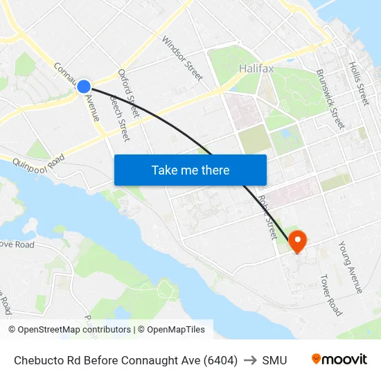 Chebucto Rd Before Connaught Ave (6404) to SMU map