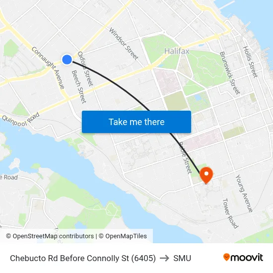 Chebucto Rd Before Connolly St (6405) to SMU map