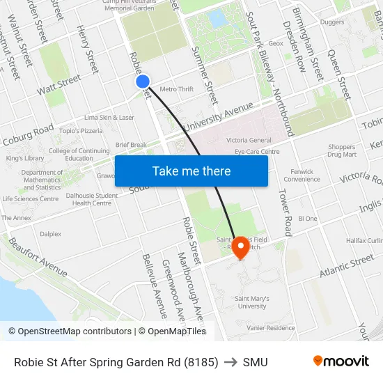 Robie St After Spring Garden Rd (8185) to SMU map