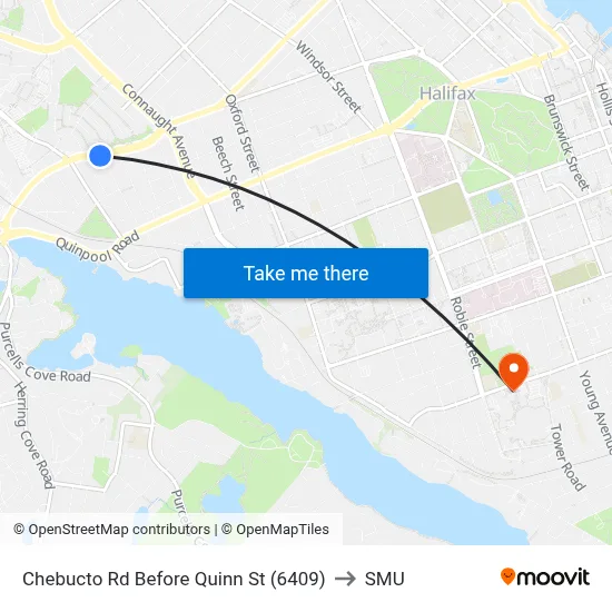 Chebucto Rd Before Quinn St (6409) to SMU map