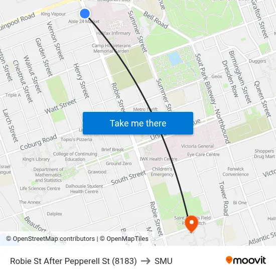 Robie St After Pepperell St (8183) to SMU map