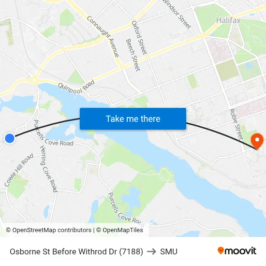 Osborne St Before Withrod Dr (7188) to SMU map