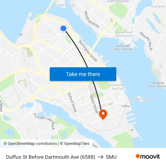 Duffus St Before Dartmouth Ave (6588) to SMU map