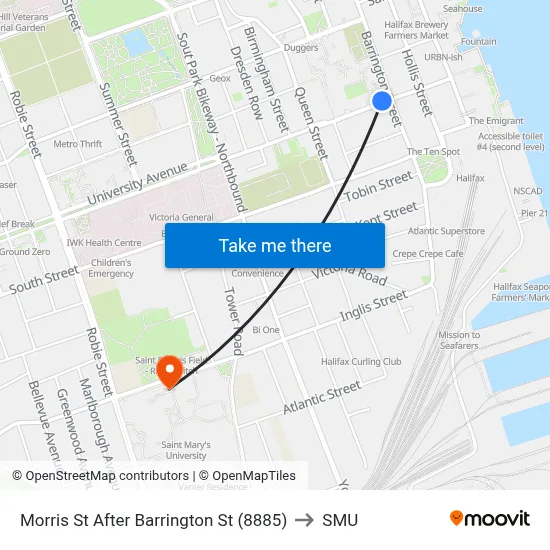 Morris St After Barrington St (8885) to SMU map