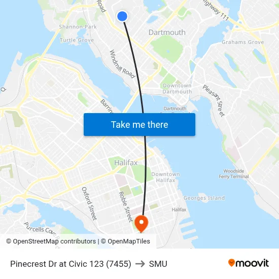 Pinecrest Dr at Civic 123 (7455) to SMU map