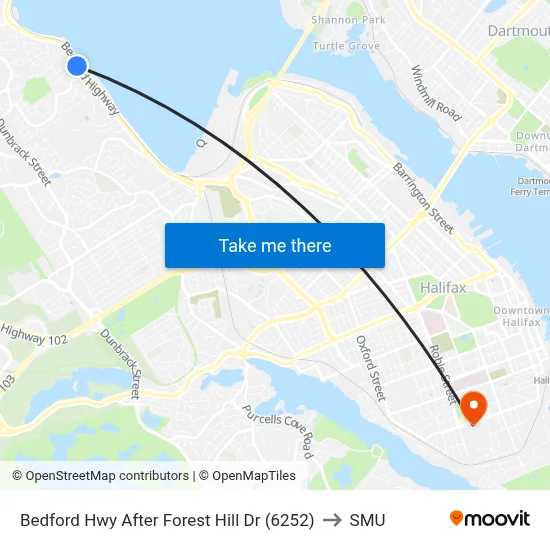 Bedford Hwy After Forest Hill Dr (6252) to SMU map