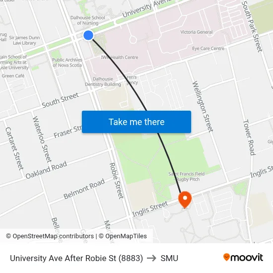 University Ave After Robie St (8883) to SMU map