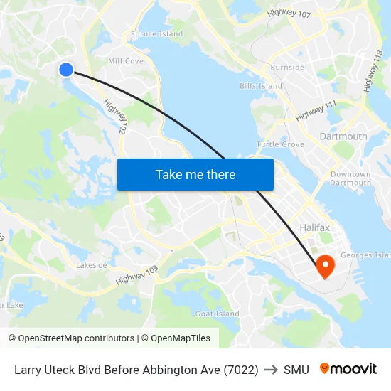 Larry Uteck Blvd Before Abbington Ave (7022) to SMU map