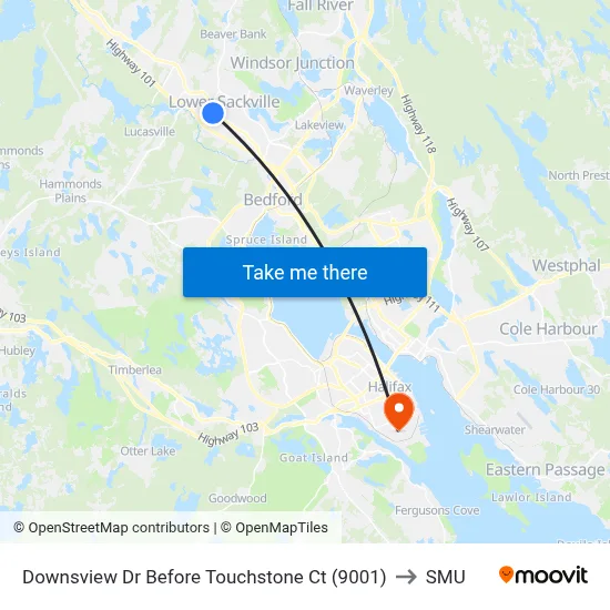 Downsview Dr Before Touchstone Ct (9001) to SMU map