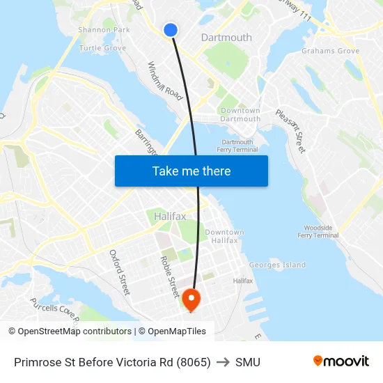 Primrose St Before Victoria Rd (8065) to SMU map