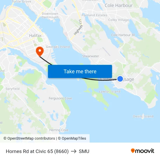 Hornes Rd at Civic 65 (8660) to SMU map