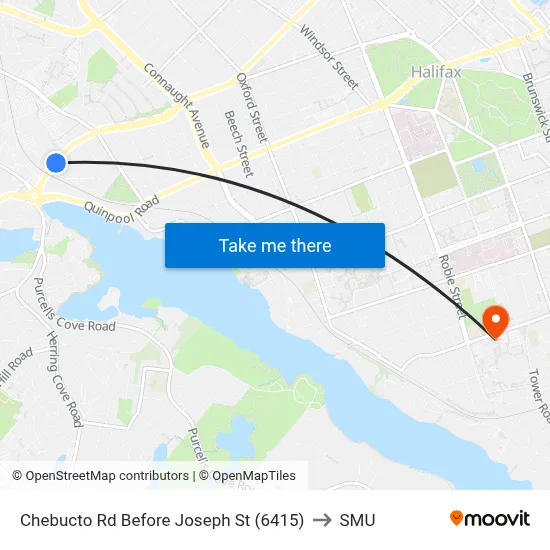 Chebucto Rd Before Joseph St (6415) to SMU map