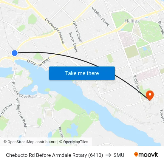 Chebucto Rd Before Armdale Rotary (6410) to SMU map
