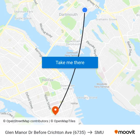 Glen Manor Dr Before Crichton Ave (6735) to SMU map