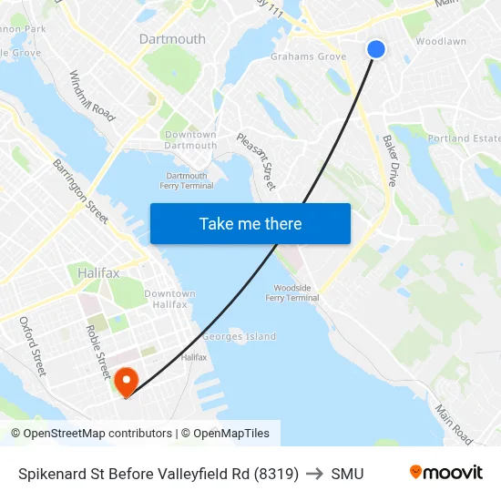 Spikenard St Before Valleyfield Rd (8319) to SMU map