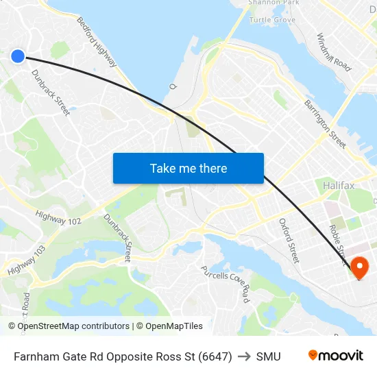 Farnham Gate Rd Opposite Ross St (6647) to SMU map