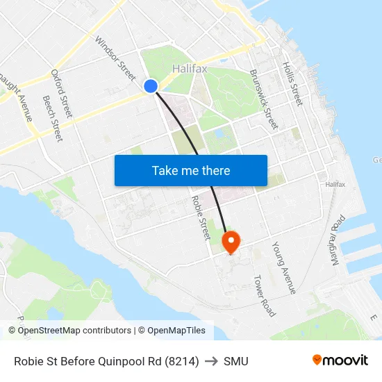 Robie St Before Quinpool Rd (8214) to SMU map
