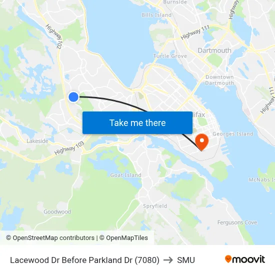 Lacewood Dr Before Parkland Dr (7080) to SMU map