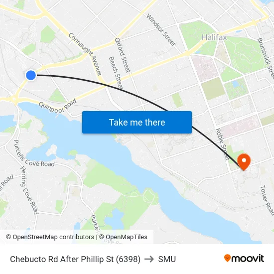 Chebucto Rd After Phillip St (6398) to SMU map