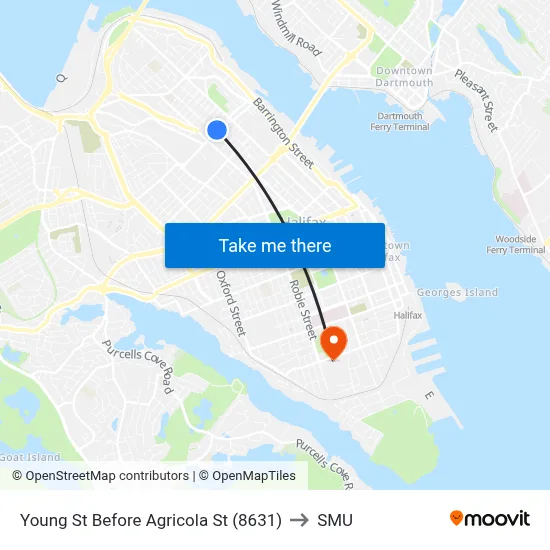 Young St Before Agricola St (8631) to SMU map