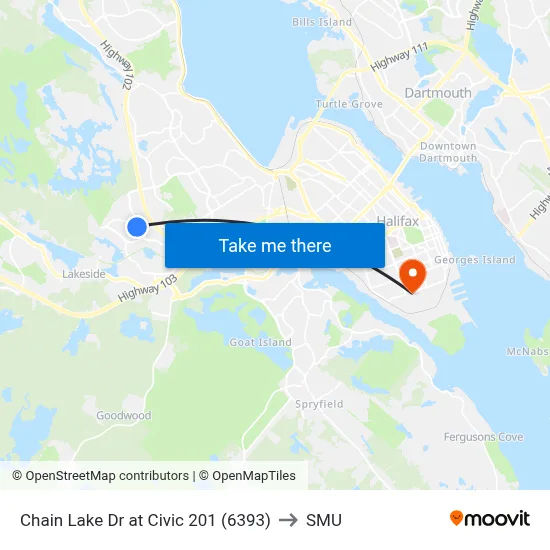 Chain Lake Dr at Civic 201 (6393) to SMU map