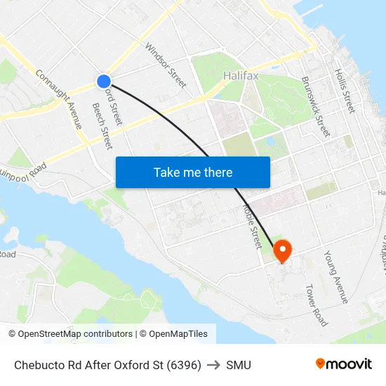 Chebucto Rd After Oxford St (6396) to SMU map