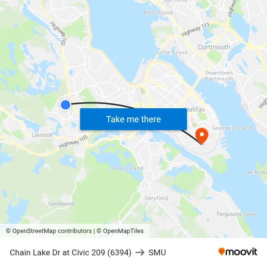 Chain Lake Dr at Civic 209 (6394) to SMU map