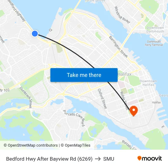 Bedford Hwy After Bayview Rd (6269) to SMU map