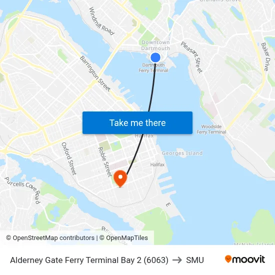 Alderney Gate Ferry Terminal Bay 2 (6063) to SMU map