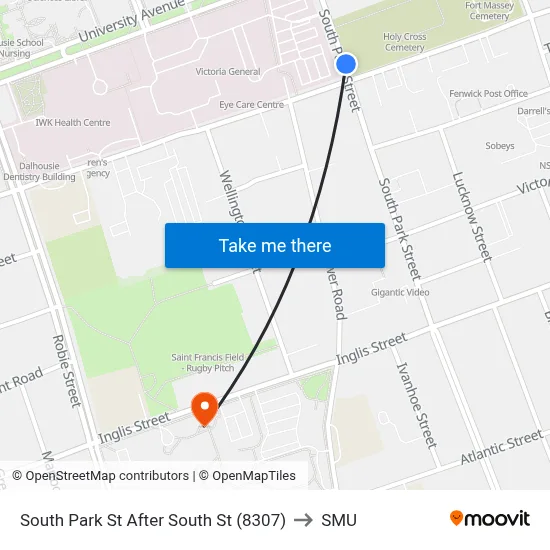 South Park St After South St (8307) to SMU map