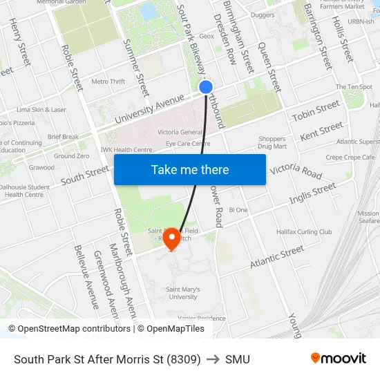 South Park St After Morris St (8309) to SMU map